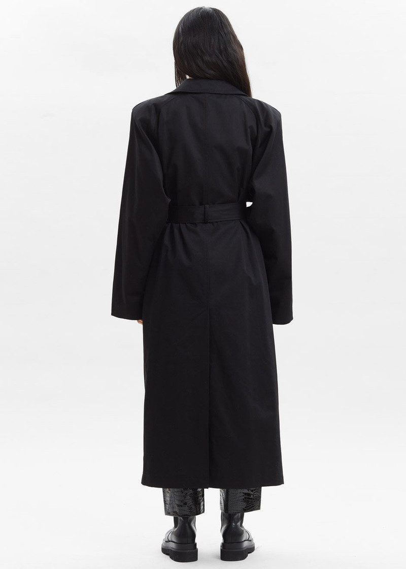 Marisol Box Shoulder Trench - Black 12