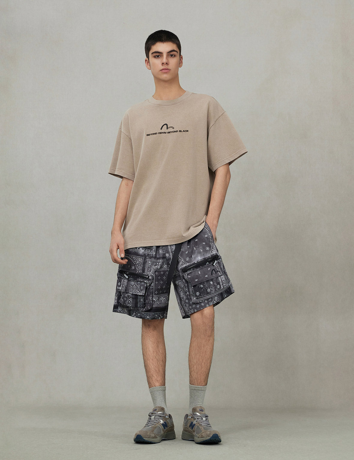 EVISUKURO Embroidery Washed Relax Fit T-shirt - 3