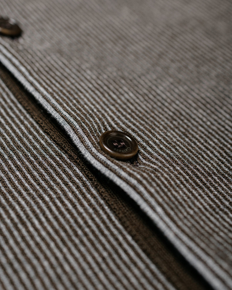 Stripe Button Up Cardigan Brown 6