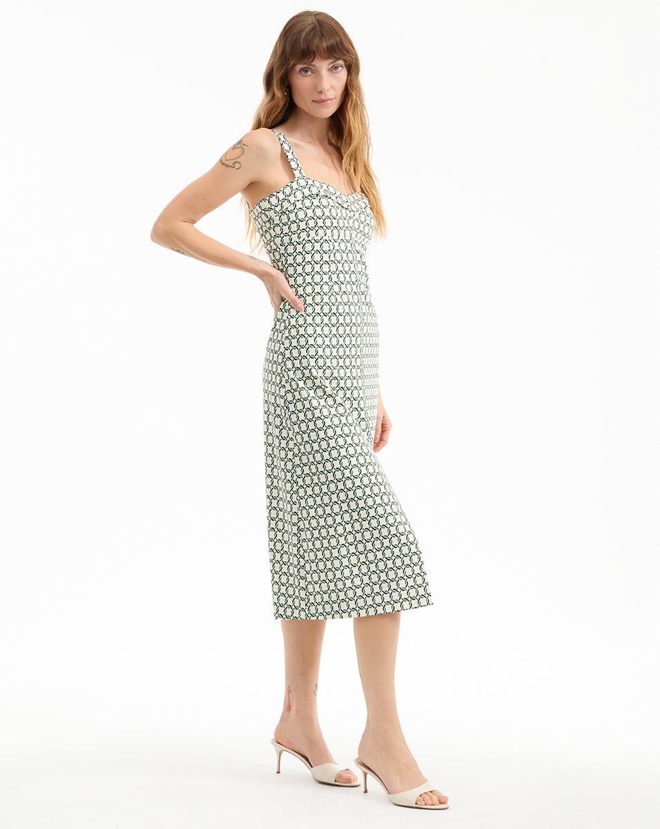 COLLEEN STRETCH-LINEN MIDI DRESS - 4