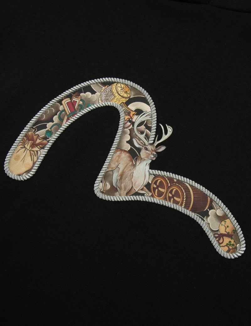 DEER AND TREASURE-PATTERN SEAGULL PRINT LOOSE FIT HOODIE 7