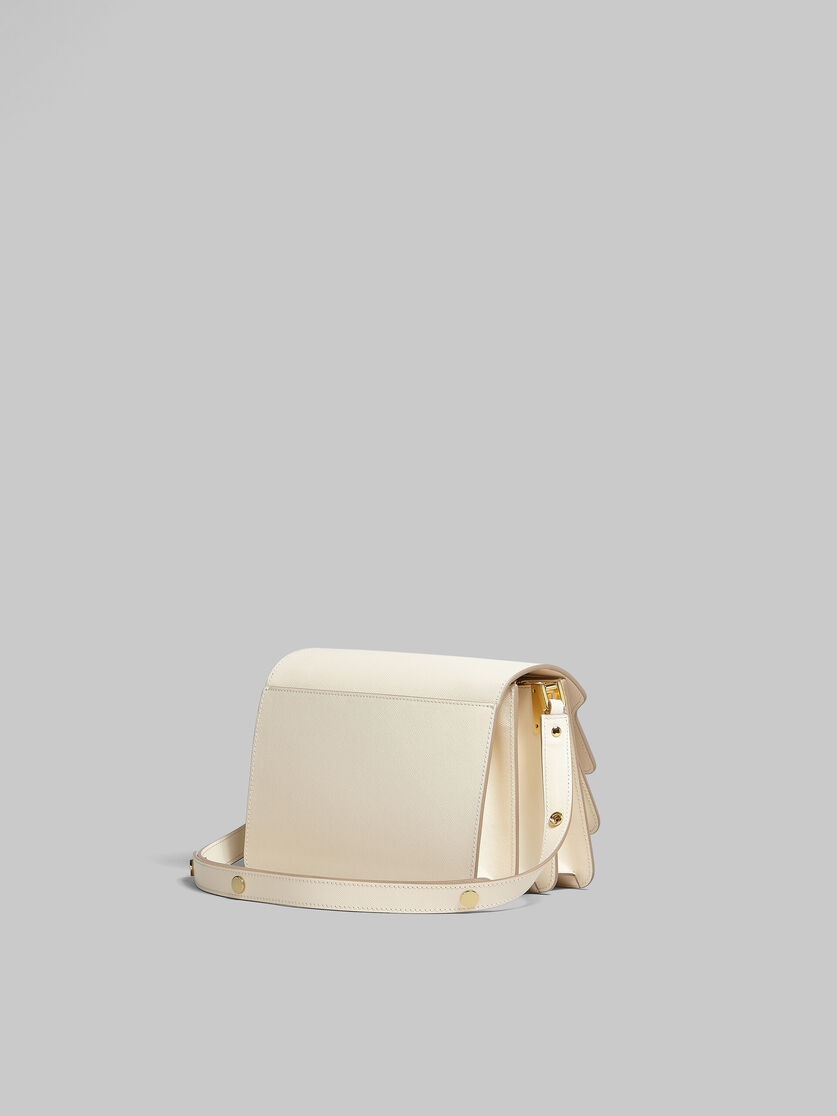 CREAM SAFFIANO LEATHER MEDIUM TRUNK BAG - 3