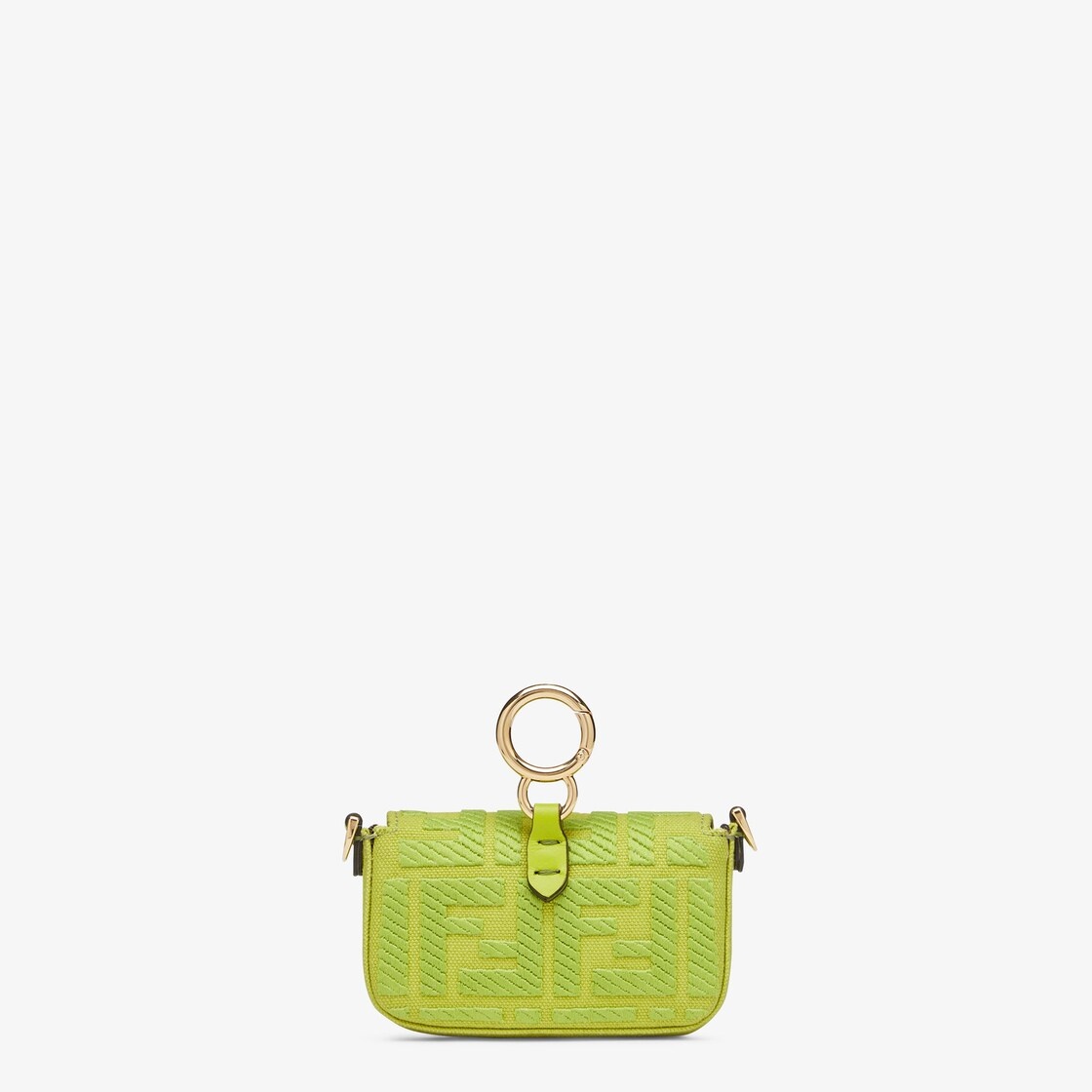 Acid green canvas charm with FF embroidery - 3