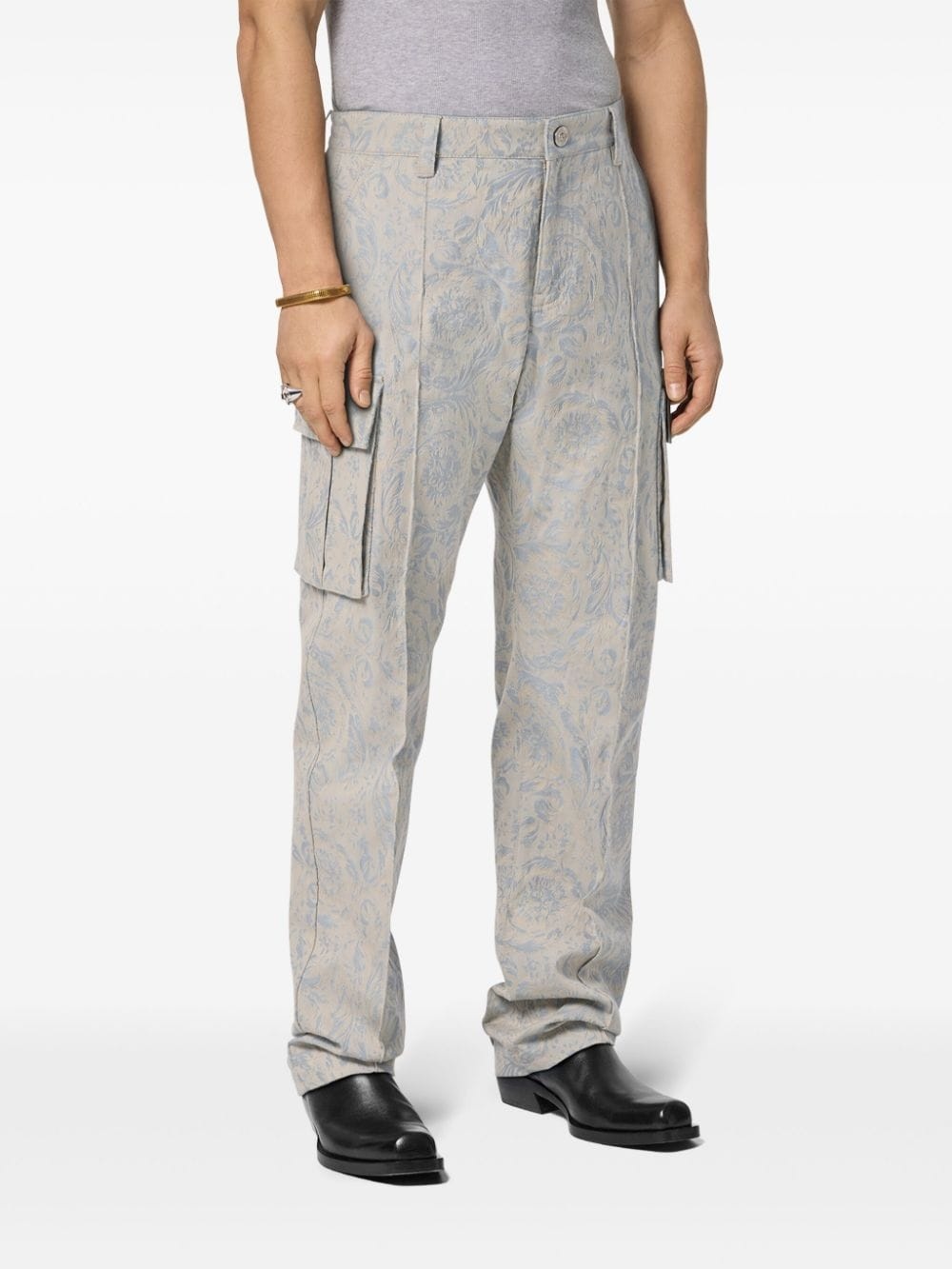 Barocco jacquard cargo trousers - 3