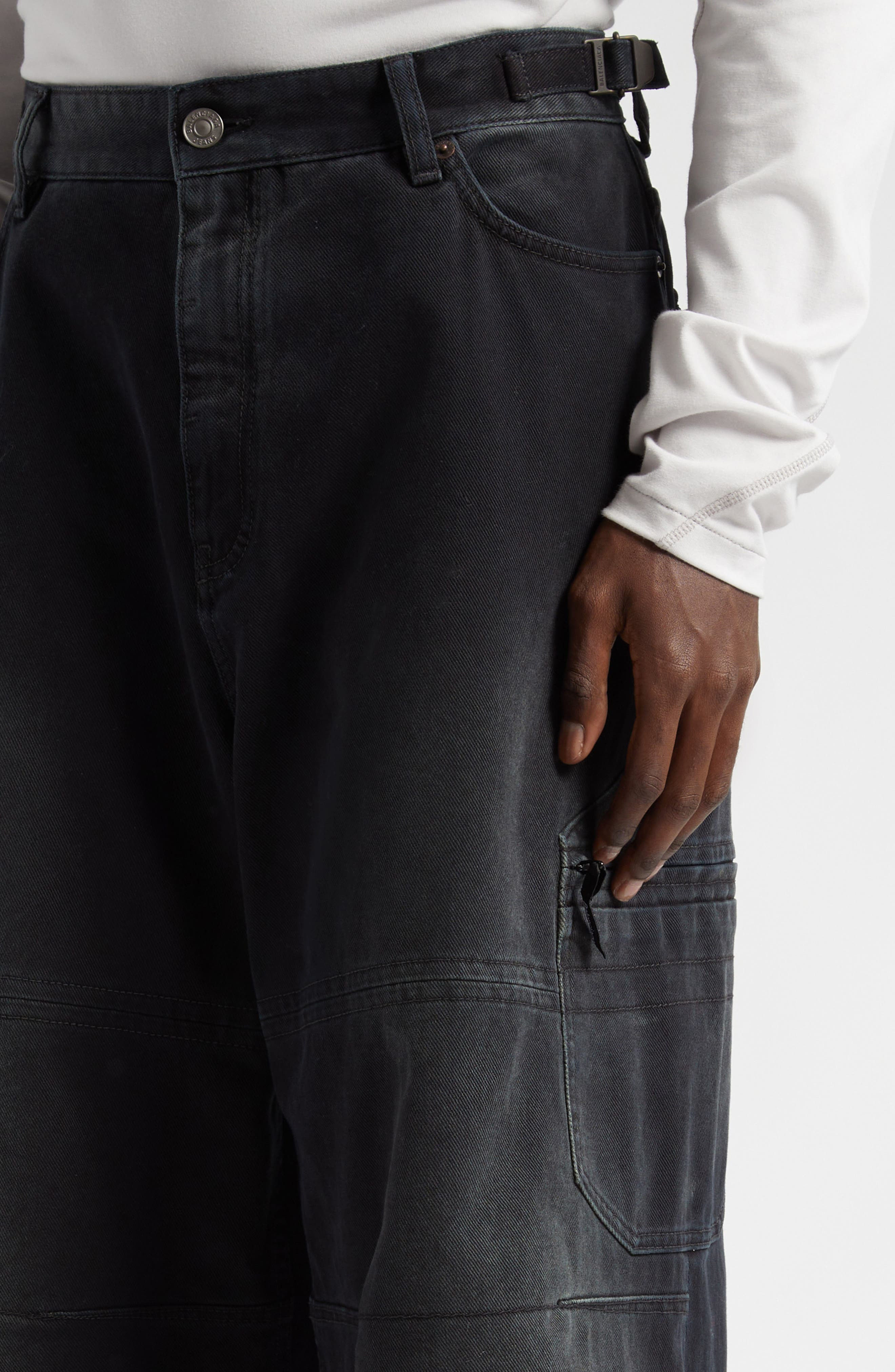 Gender Inclusive Baggy Denim Cargo Pants - 4