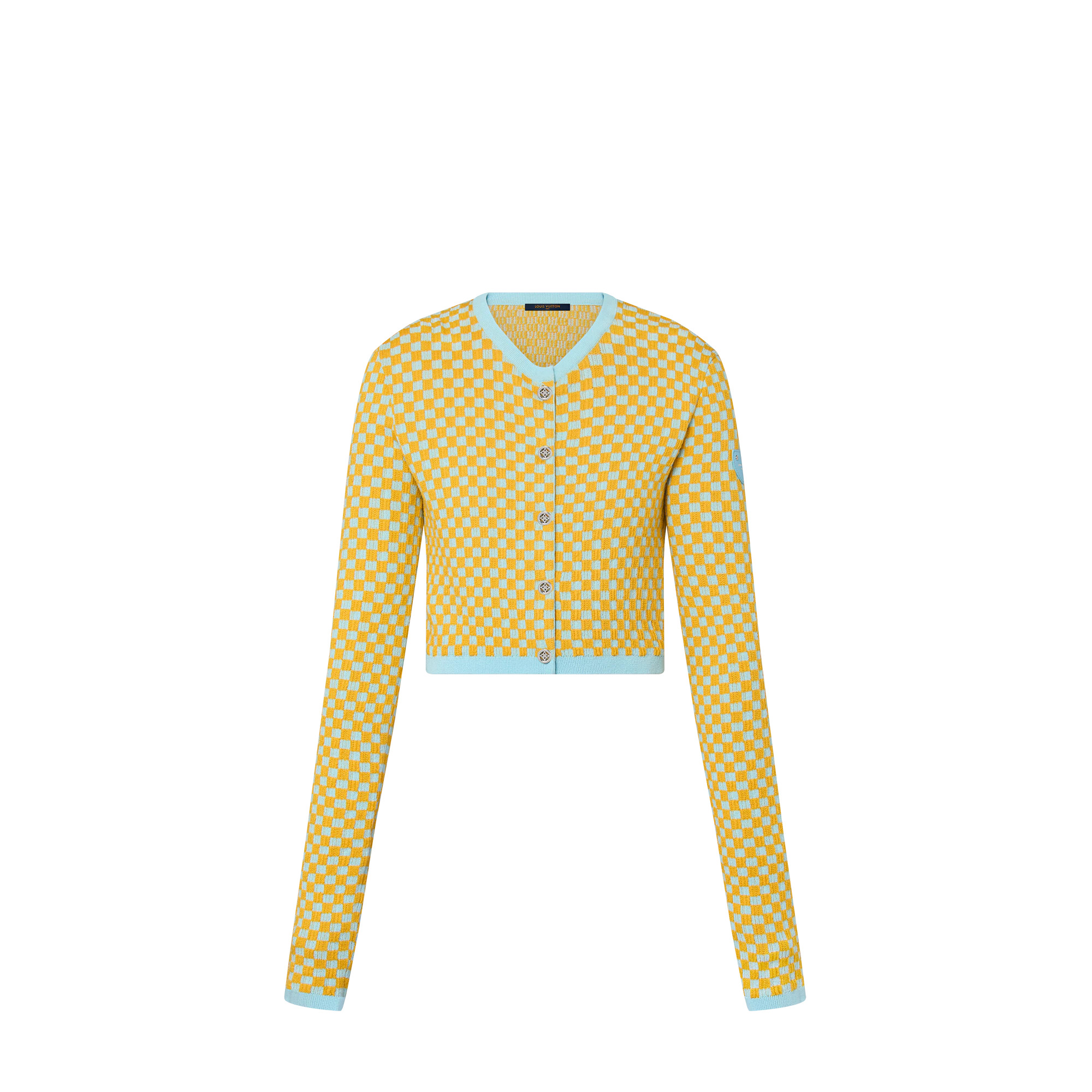 Damier Knit Cropped Cardigan - 1