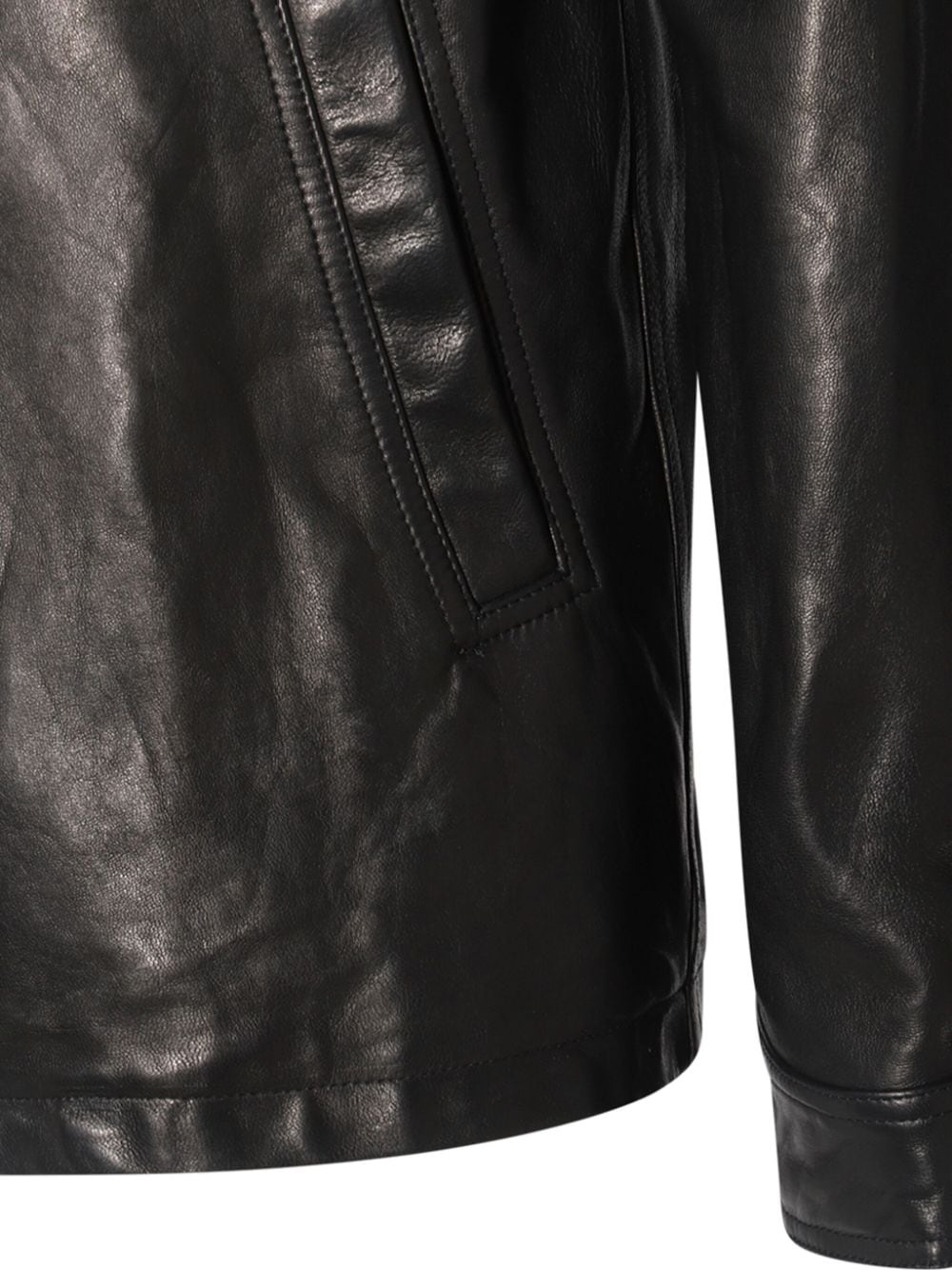 zip-up leather jacket - 3