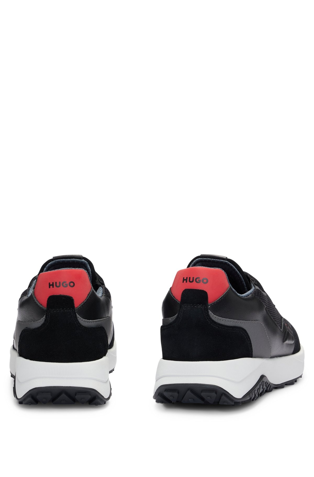 LEATHER LACE-UP TRAINERS WITH MESH TRIMS - 5