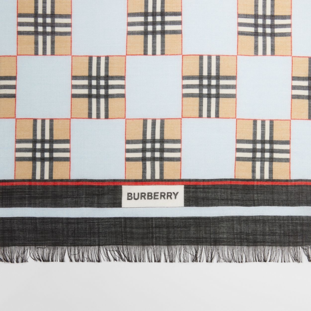 Chequer Print Wool Silk Scarf - 2