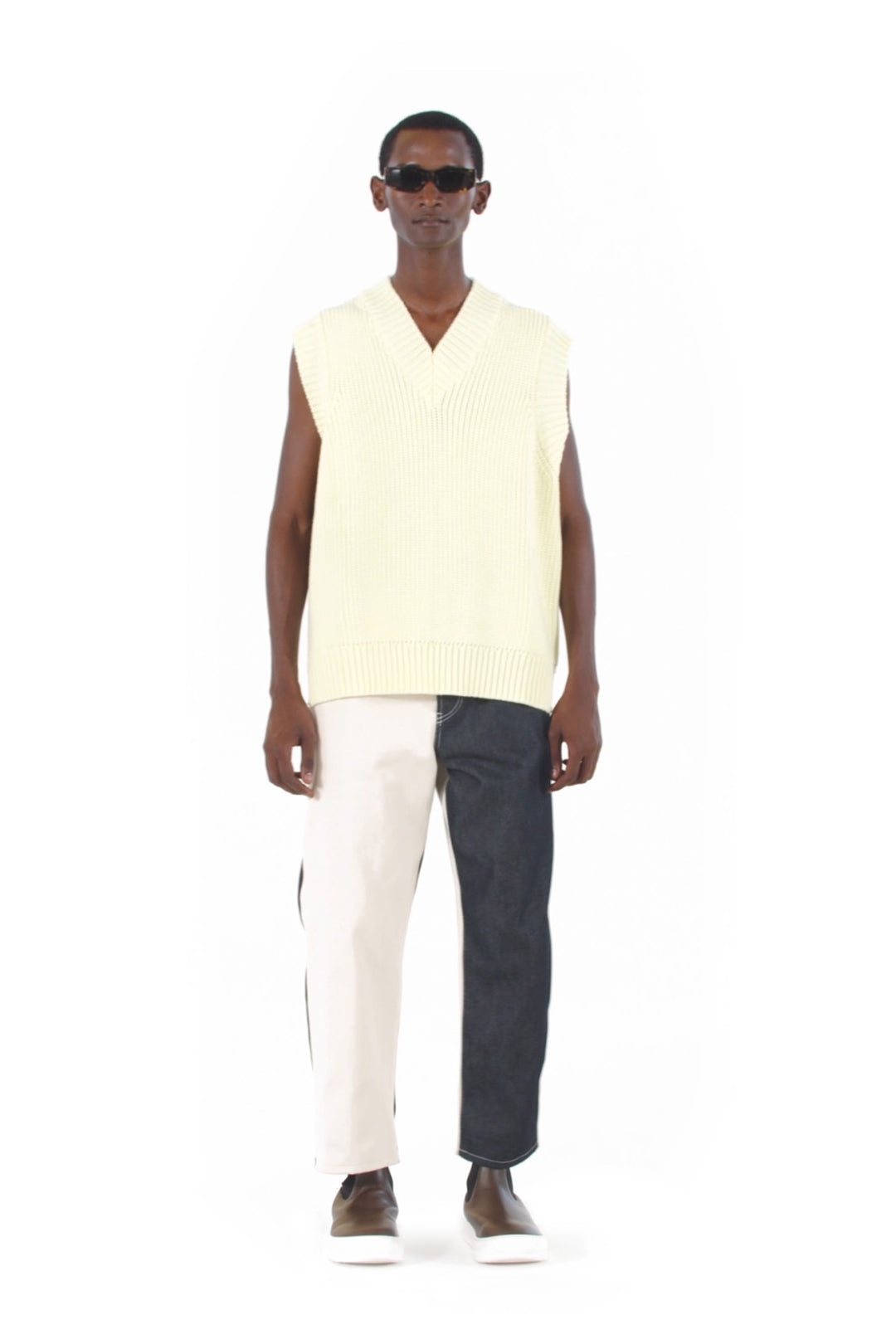 KNIT GILET / light yellow & electric blue - 3