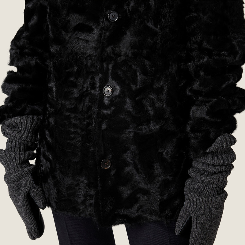 Reversible single-breasted wool and Chekiang fur coat 5