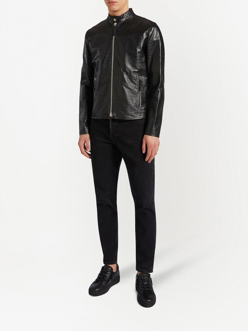 Giuseppe Zanotti snakeskin effect leather jacket outlook