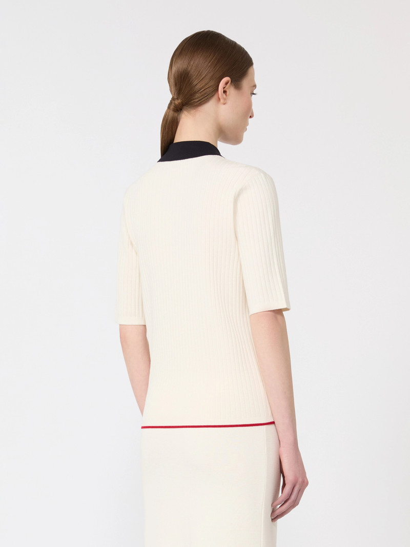 OSCURI Stretch viscose jumper - WHITE BLUE 4