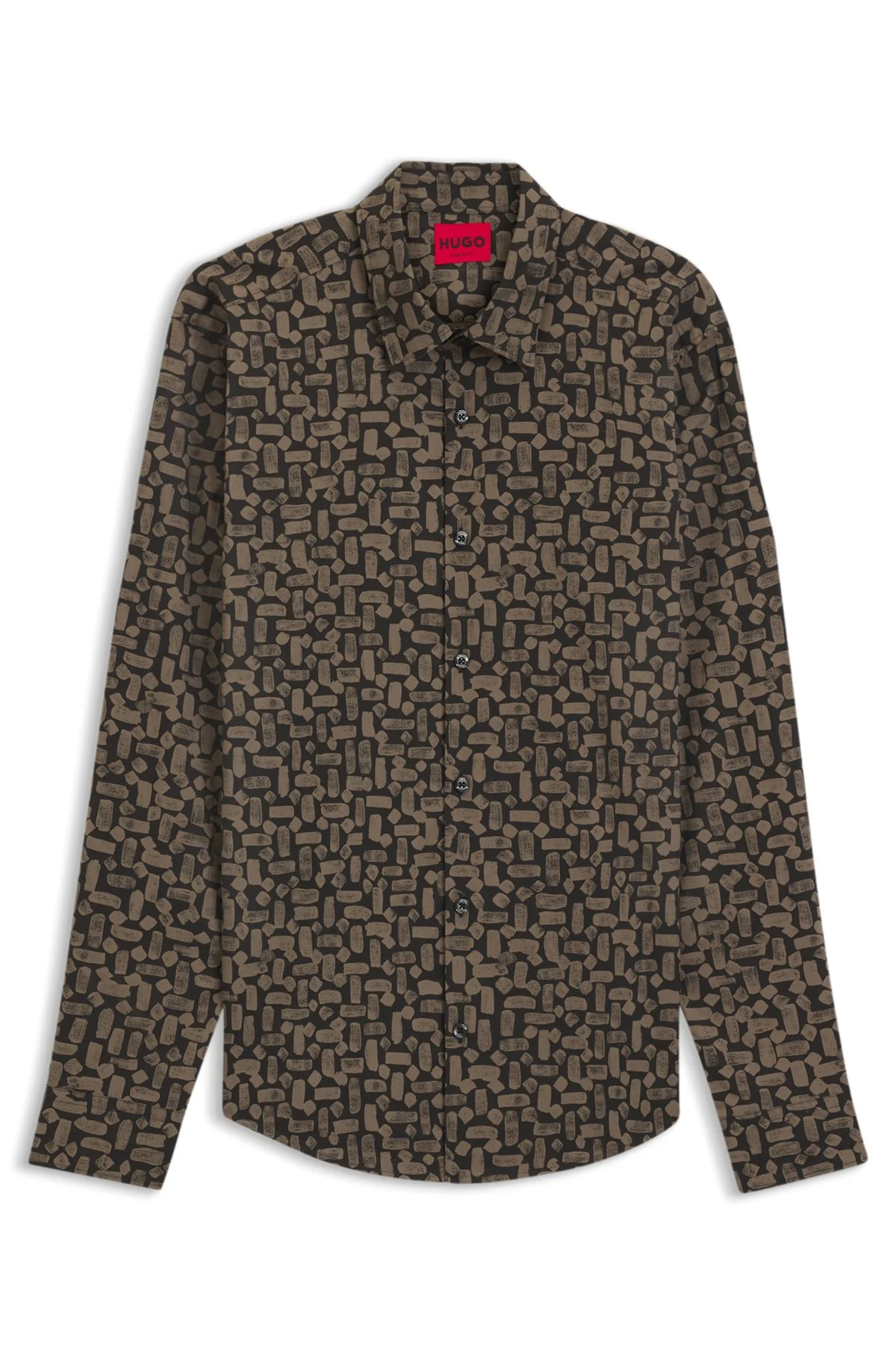 SLIM-FIT SHIRT IN PRINTED COTTON POPLIN - 1