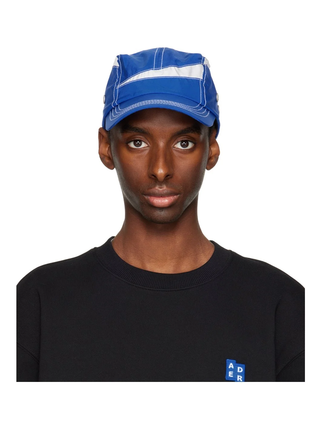 Blue & White Contrast Stitch Cap - 1