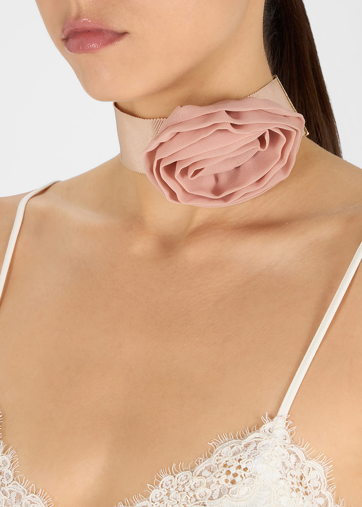GROSGRAIN CHOKER WITH GEORGETTE ROSE - 4