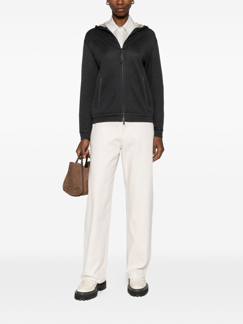 Brunello Cucinelli zip fastening cotton hoodie outlook