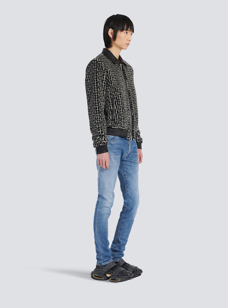 Faux fur bomber jacket with Balmain monogram 5