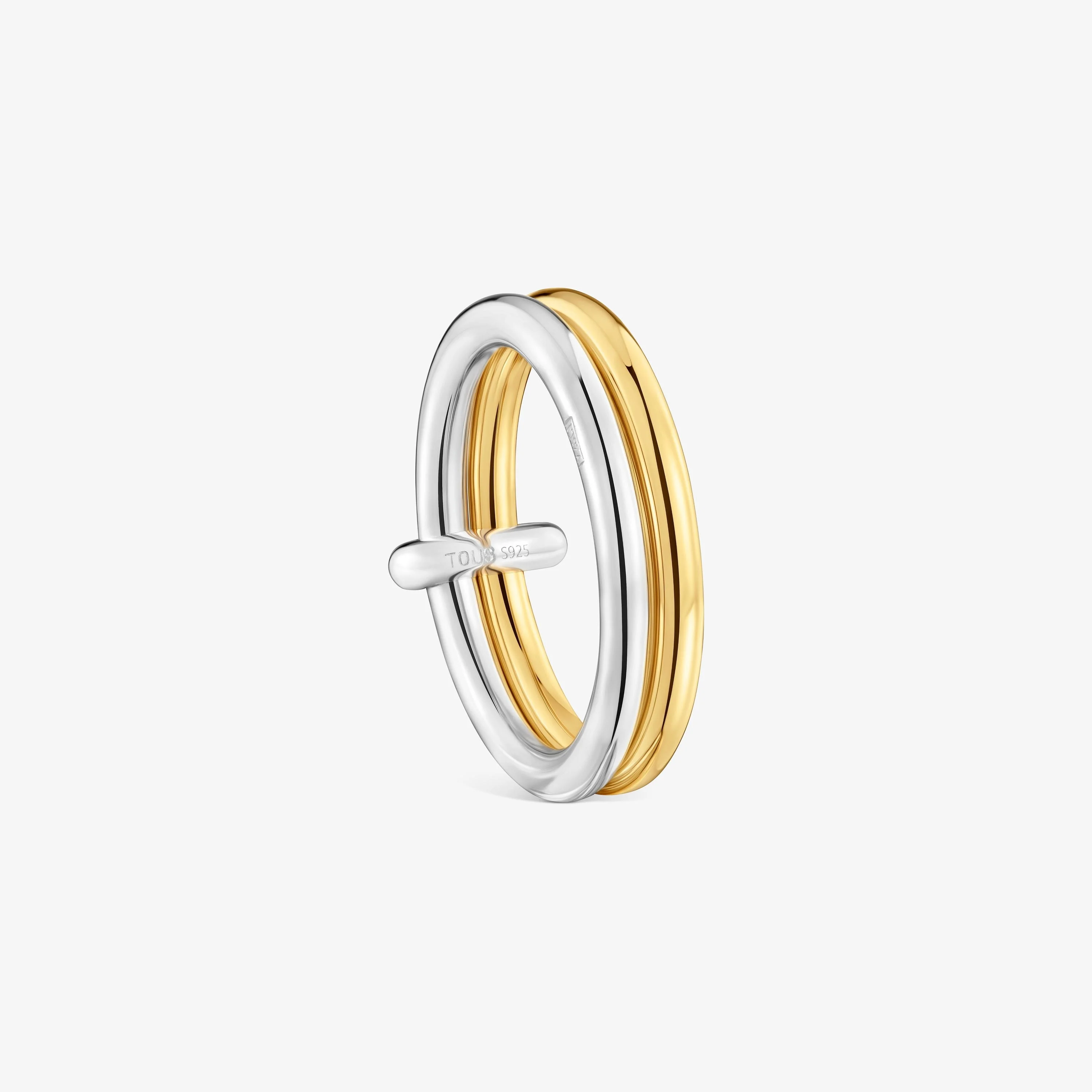Two-tone Double hoop ring TOUS Straight - 1