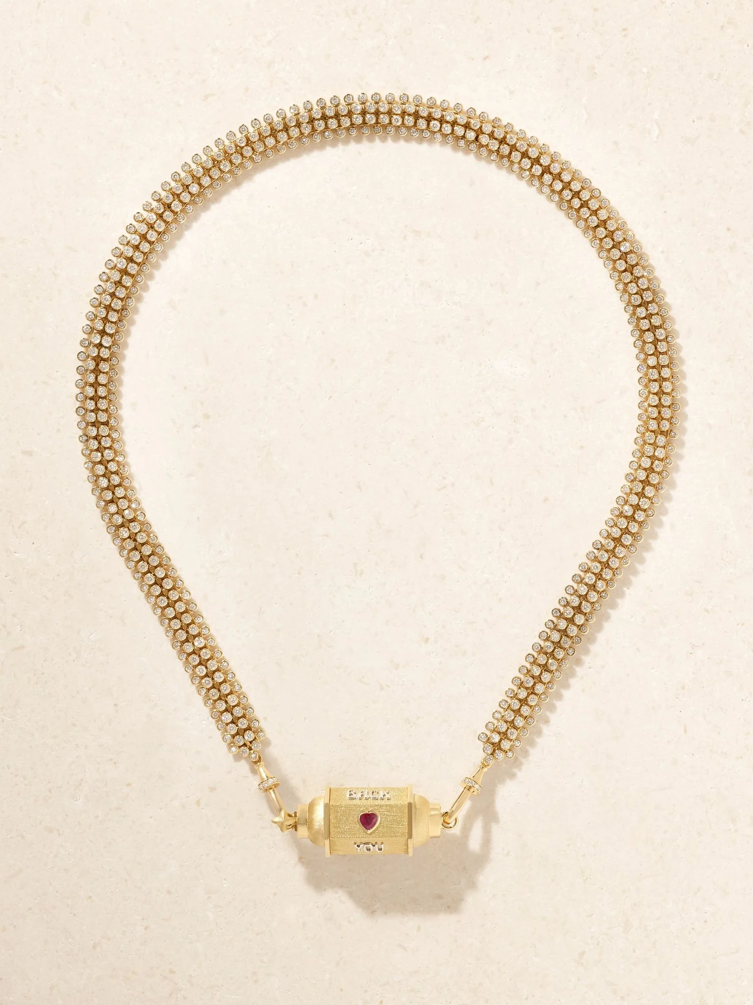 Love You Locket 18-karat yellow and white gold, diamond and ruby necklace Gold - 1