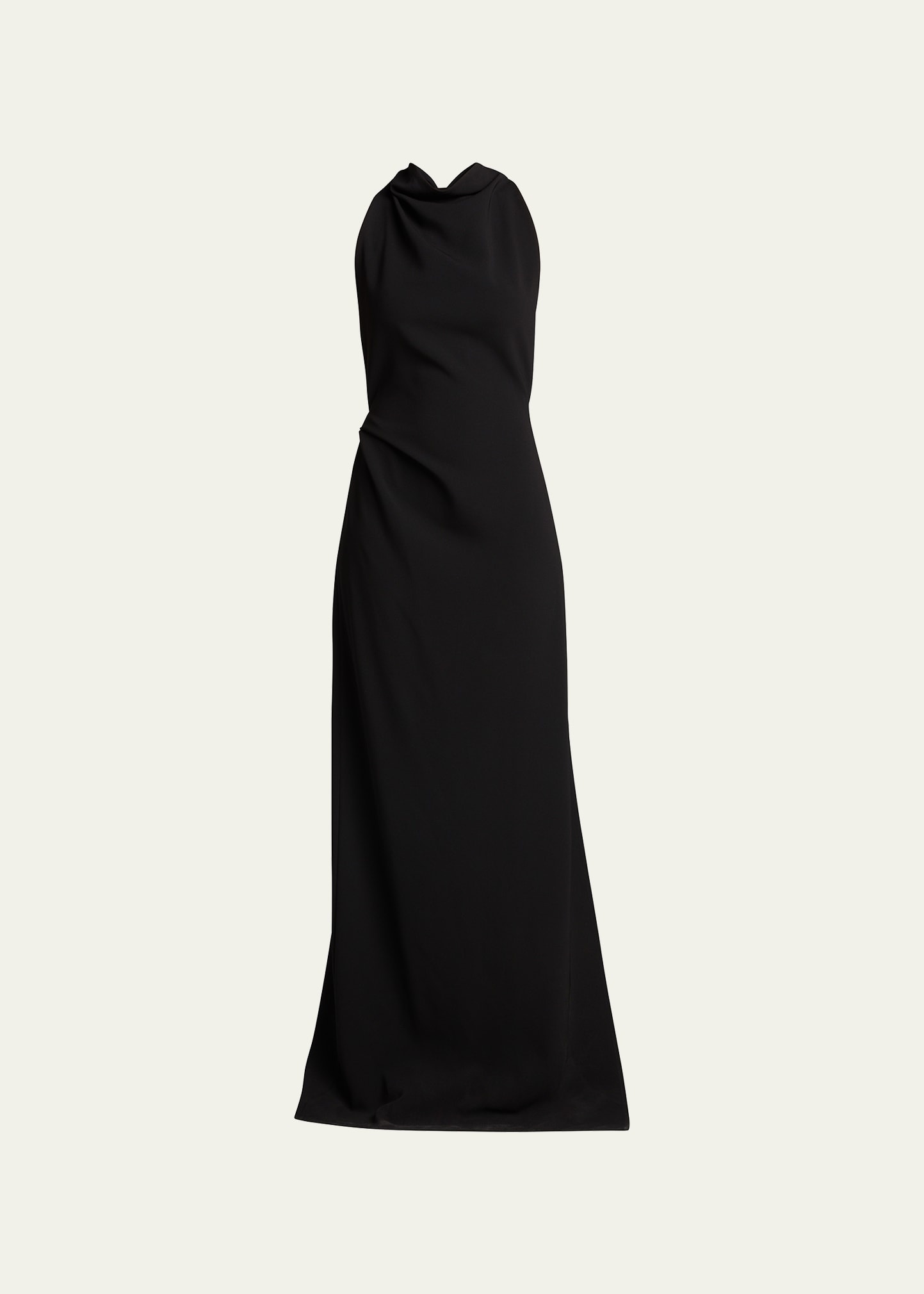 Halter-Neck Matte Crepe Backless Gown - 1