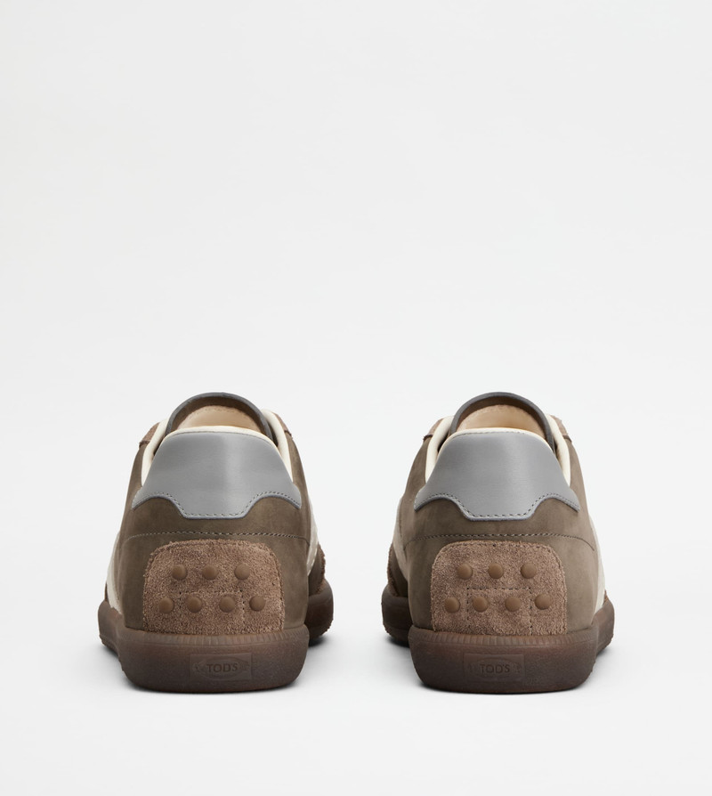 Tod's TOD'S TABS SNEAKERS IN SUEDE E NUBUCK - BROWN, GREY, WHITE outlook