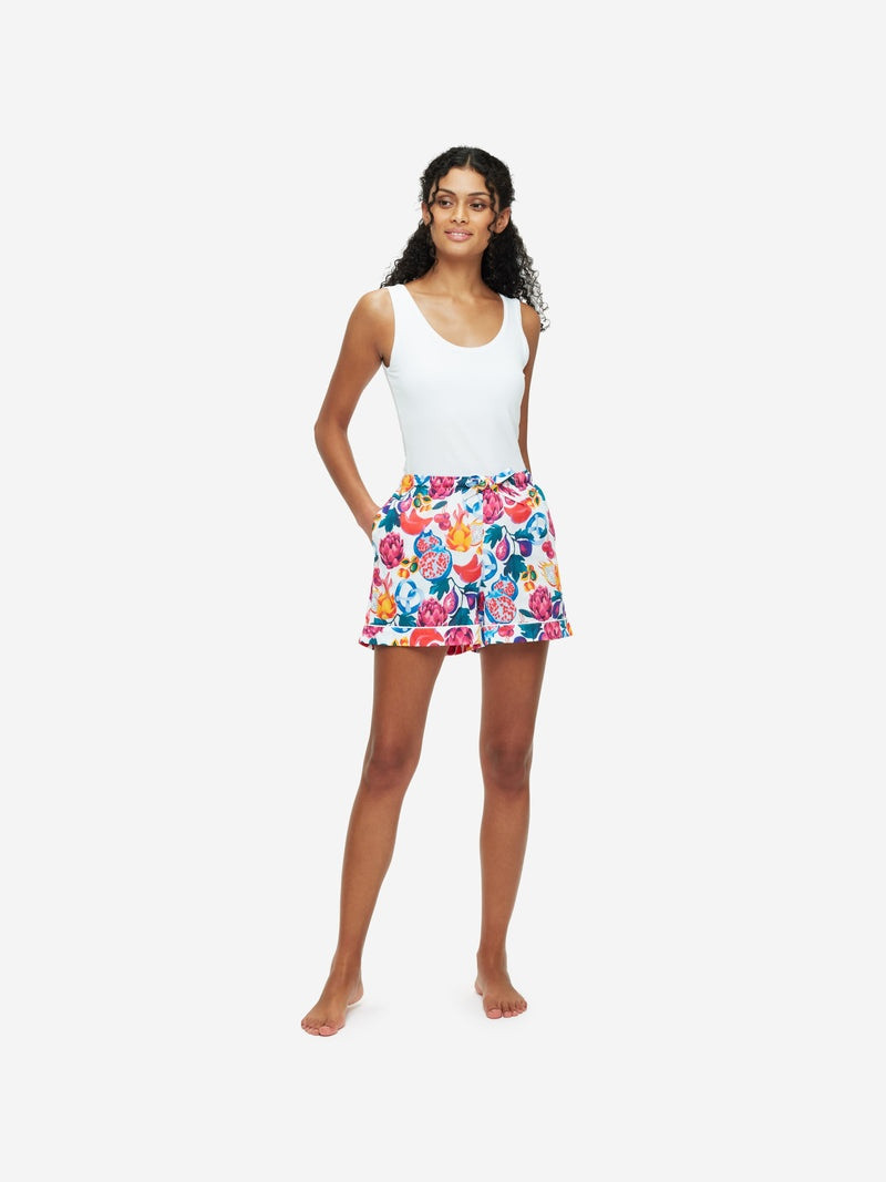 Derek Rose Women's Lounge Shorts Ledbury 50 Cotton Batiste White outlook