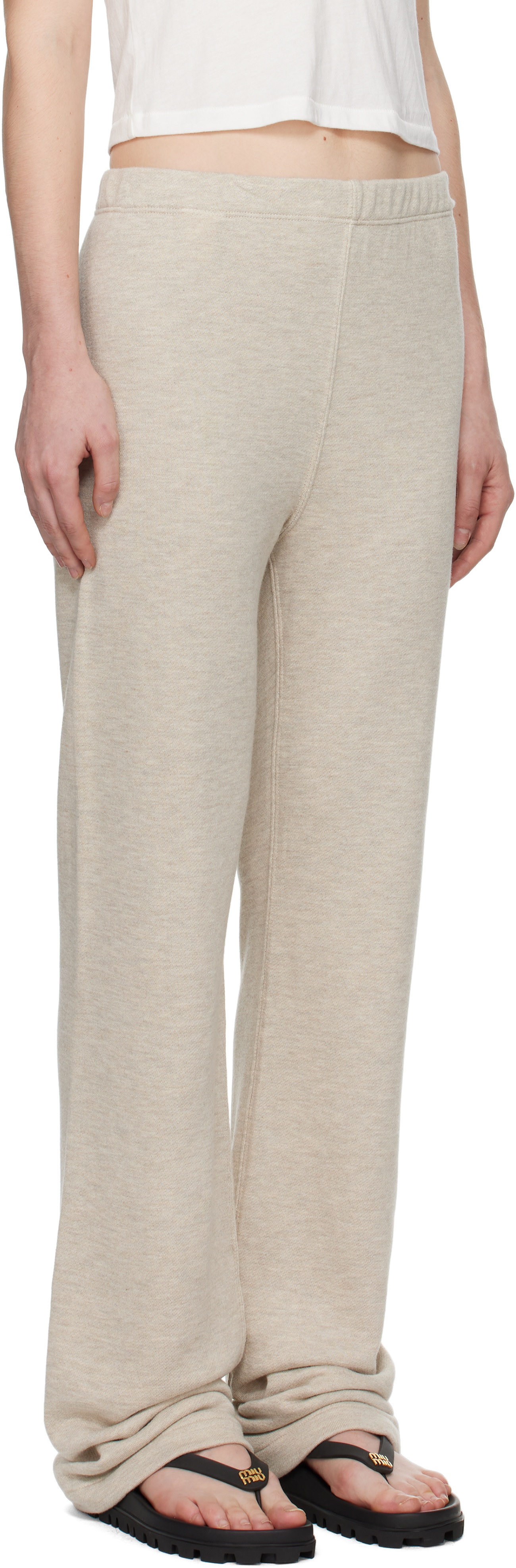 Beige Straight Leg Sweatpants - 2