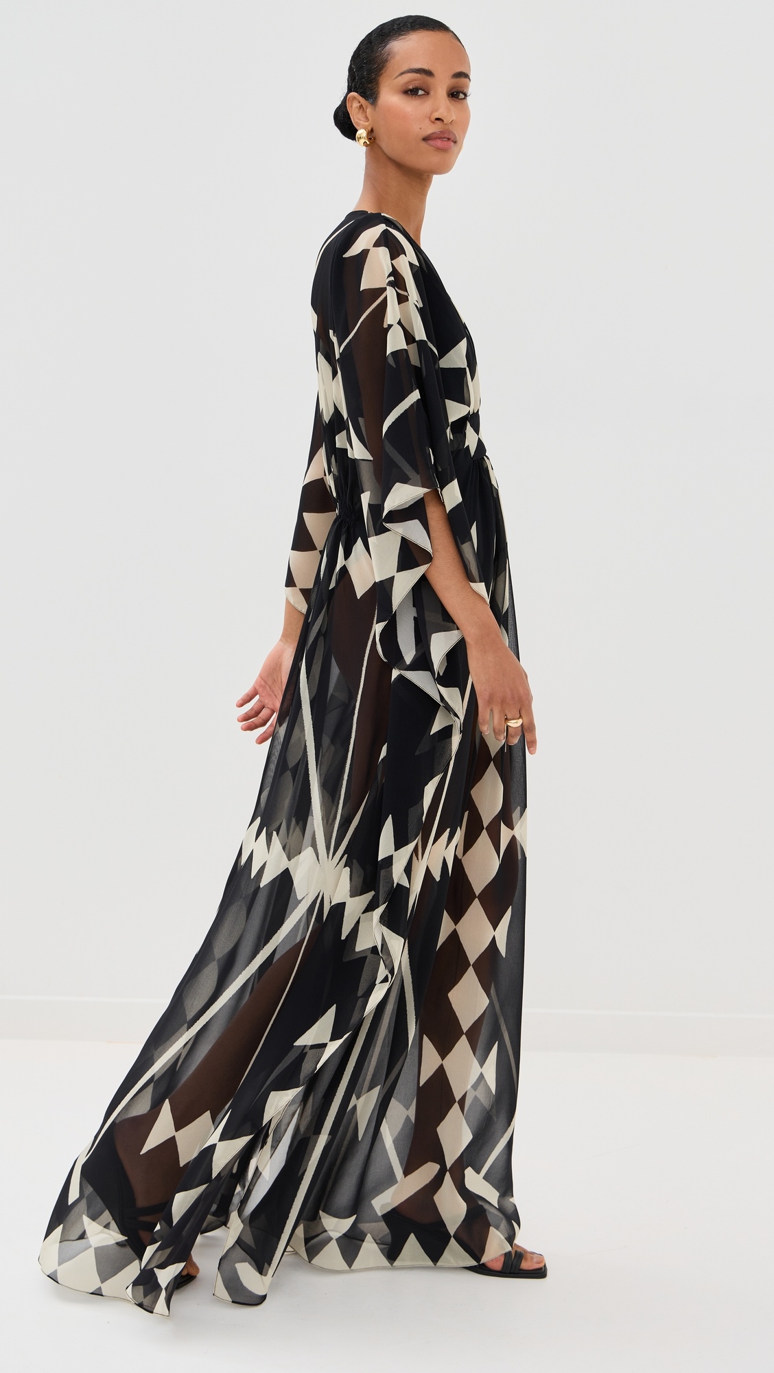 Black/Ecru Secret Garden Maxi Dress - 3