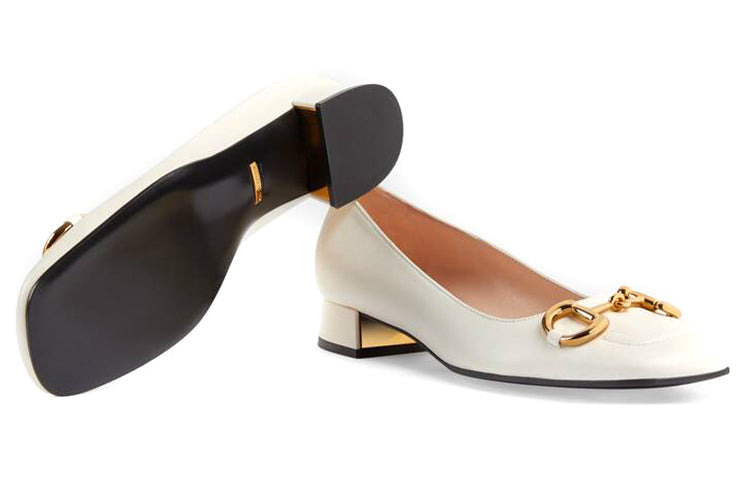 (WMNS) Gucci Ballet Flat with Horsebit 'White Leather' 645600-C9D00-9022 - 5