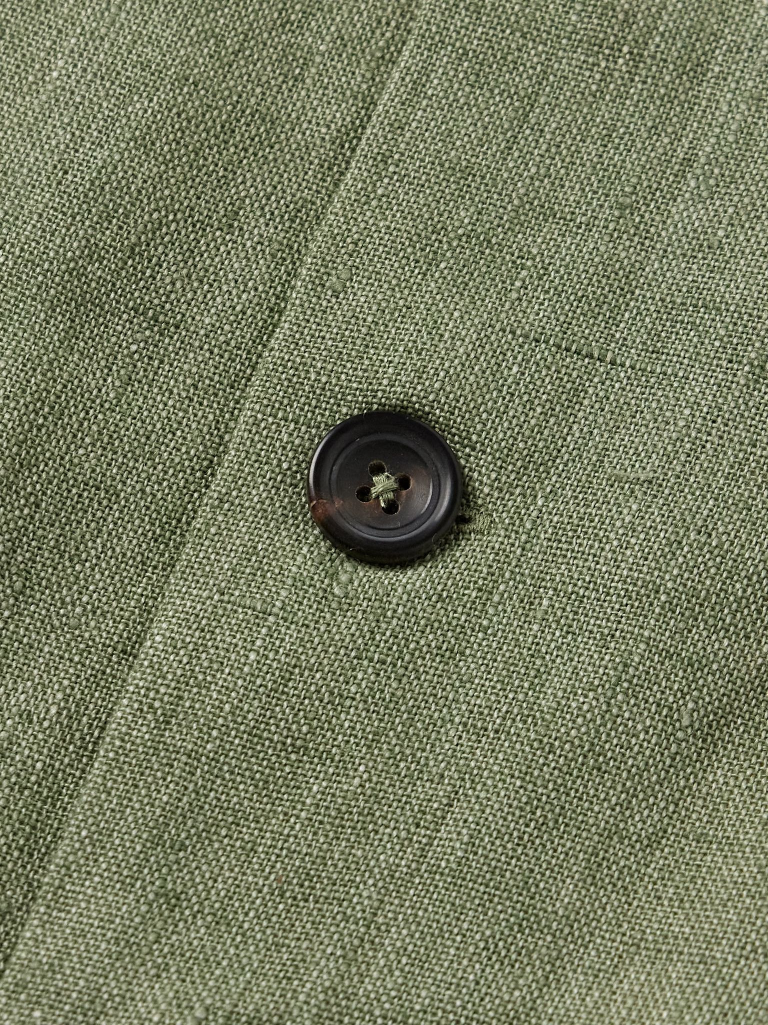 Embellished Linen Overshirt Green - 5