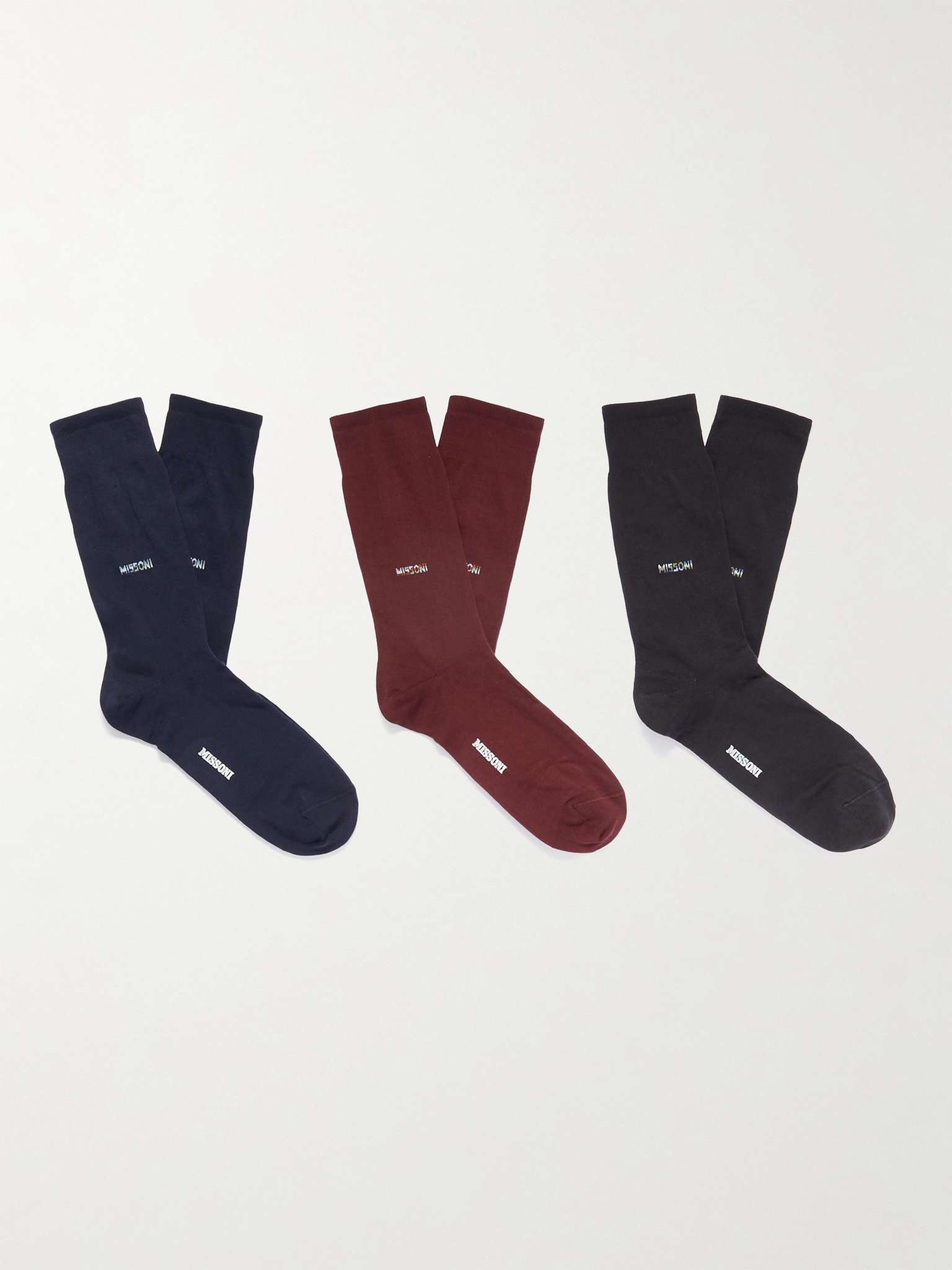 Three-Pack Cotton-Blend Socks - 1