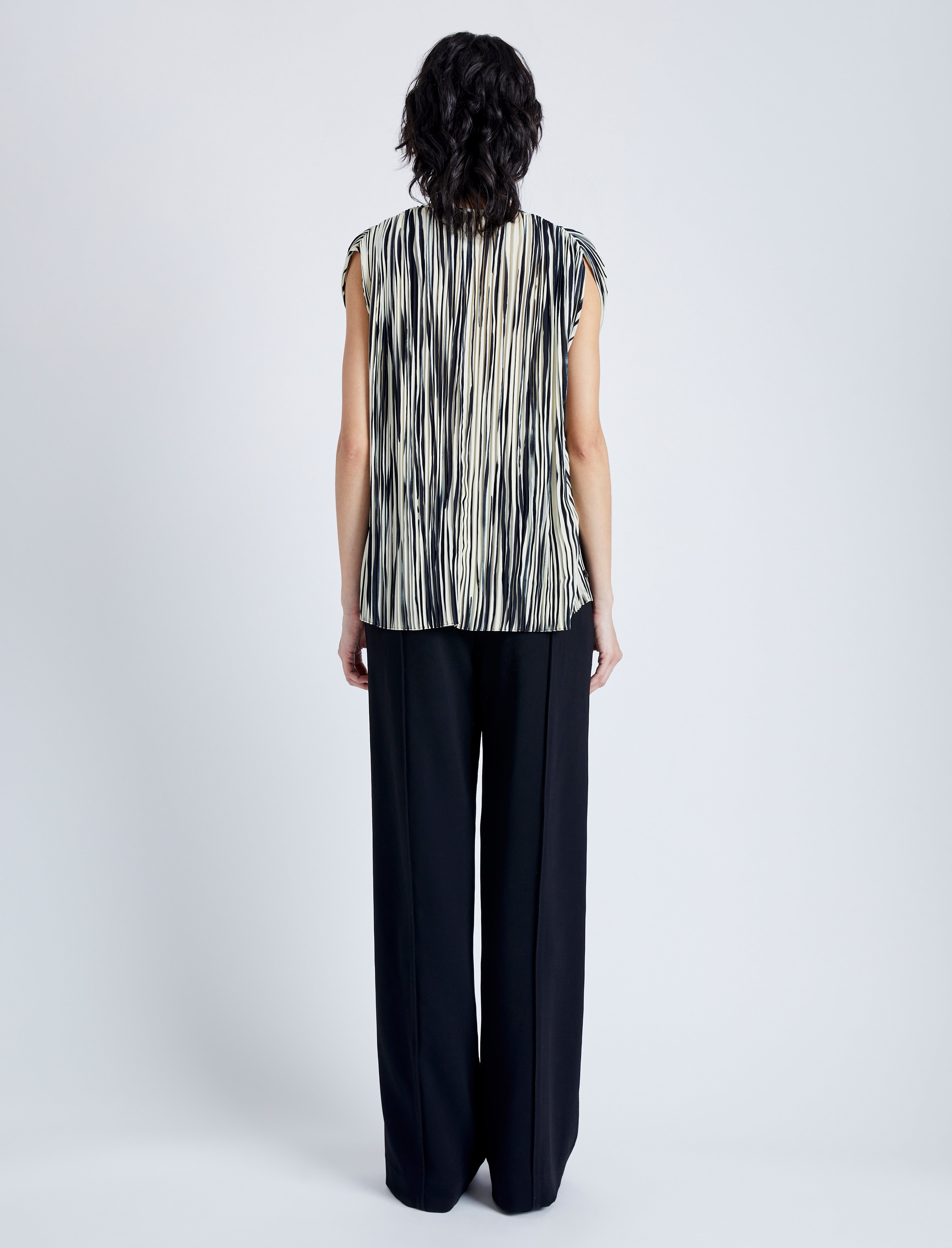 Wade Top in Printed Sheer Pleated Chiffon - 5