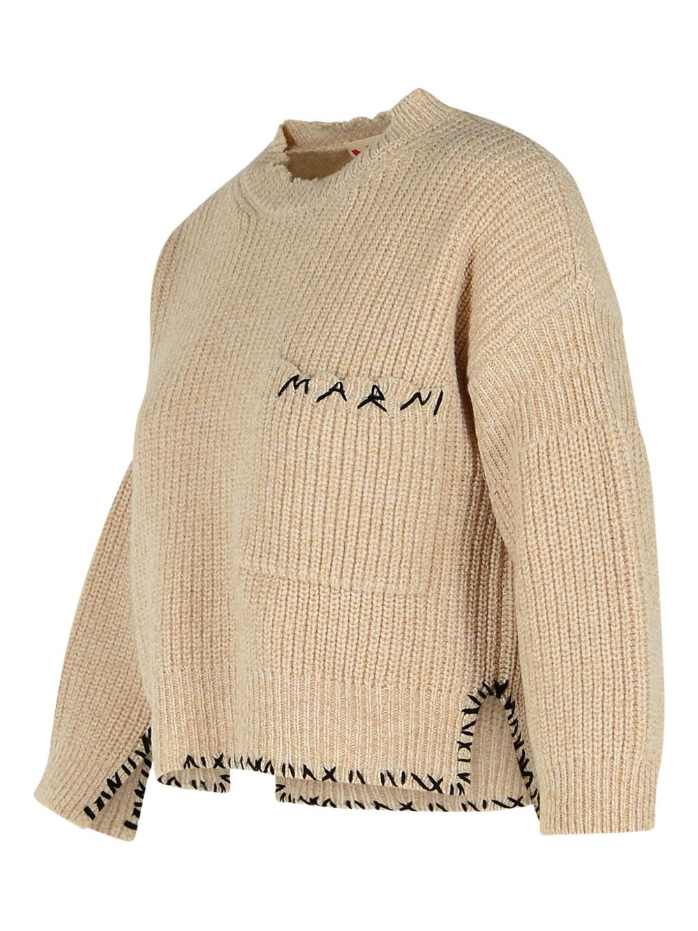 logo-embroidered side-split sweater - 3