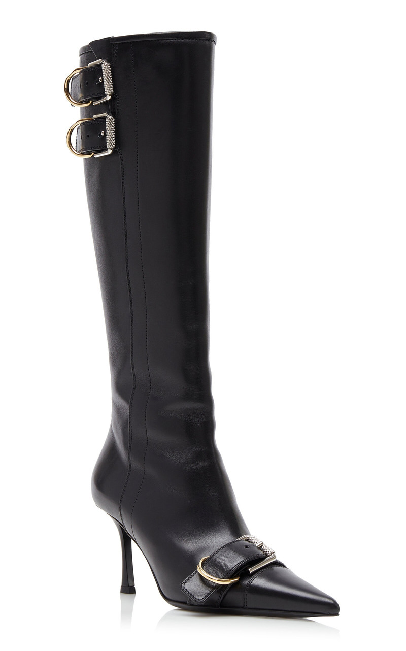Voyou Buckle-Detailed Leather Knee Boots black 4