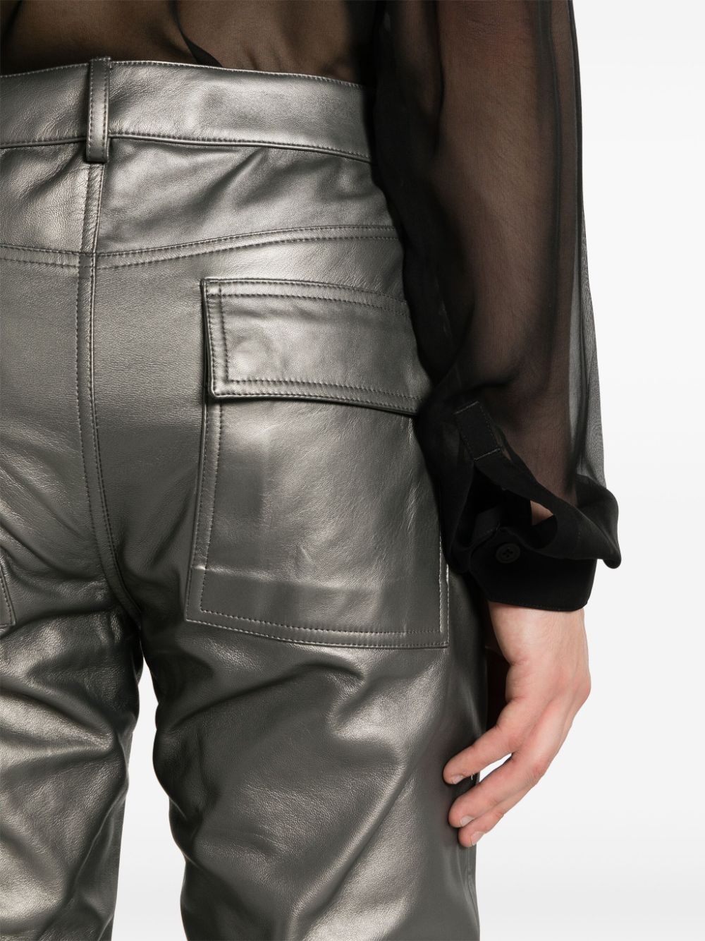 leather tapered trousers - 5