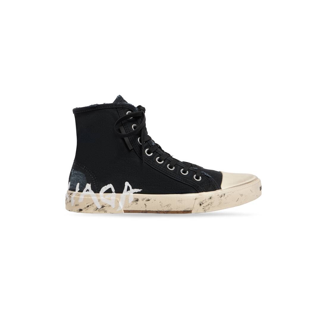 Men's Paris High Top Graffiti Sneaker in Black - 1