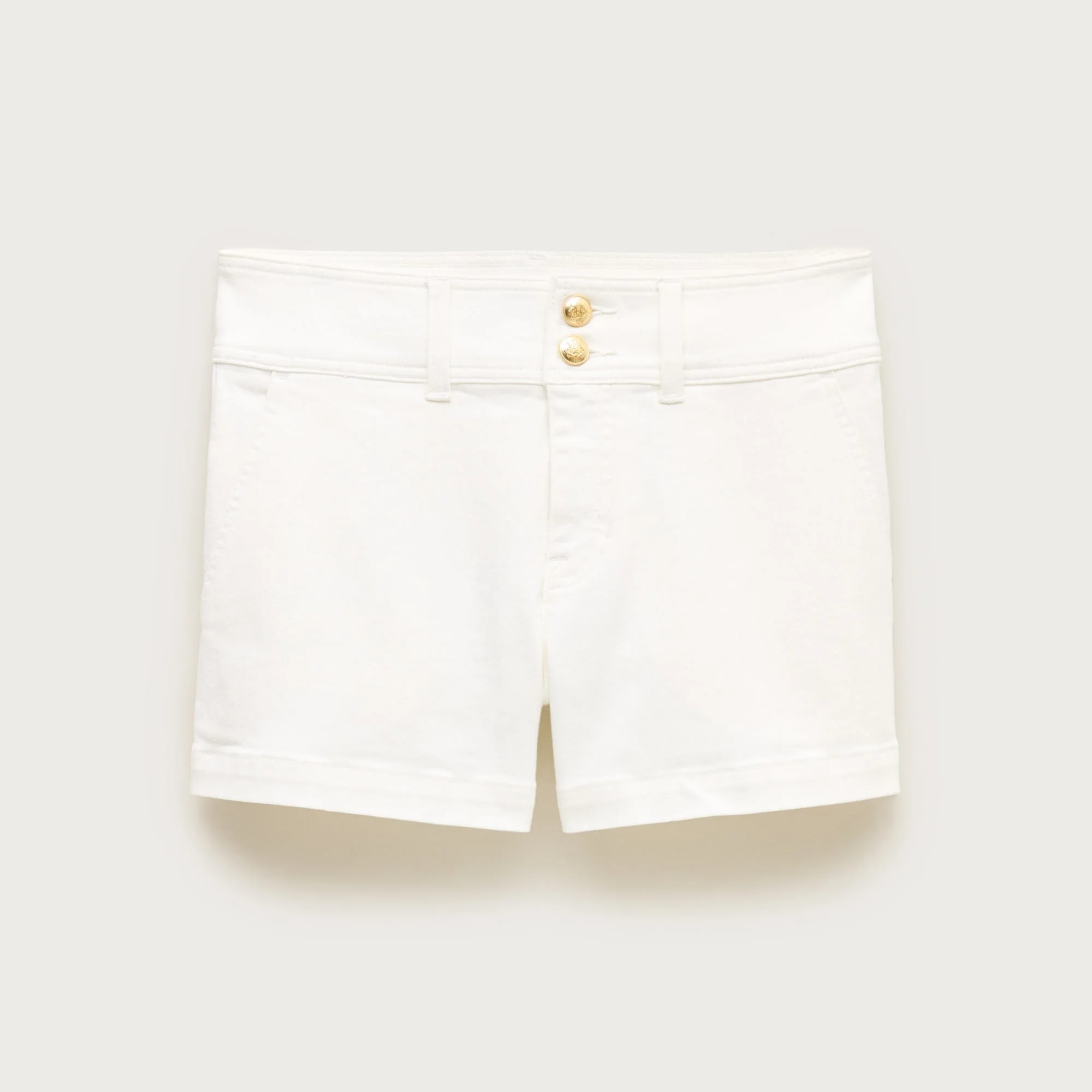 Stacked-button denim short in white - 1