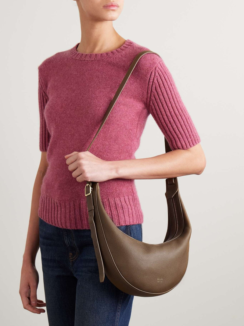 KHAITE Augustina small textured-leather shoulder bag Green outlook