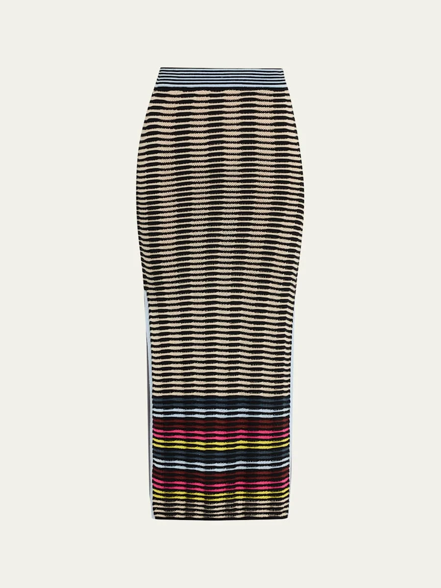 Wave Knit Midi Pencil Skirt - 1