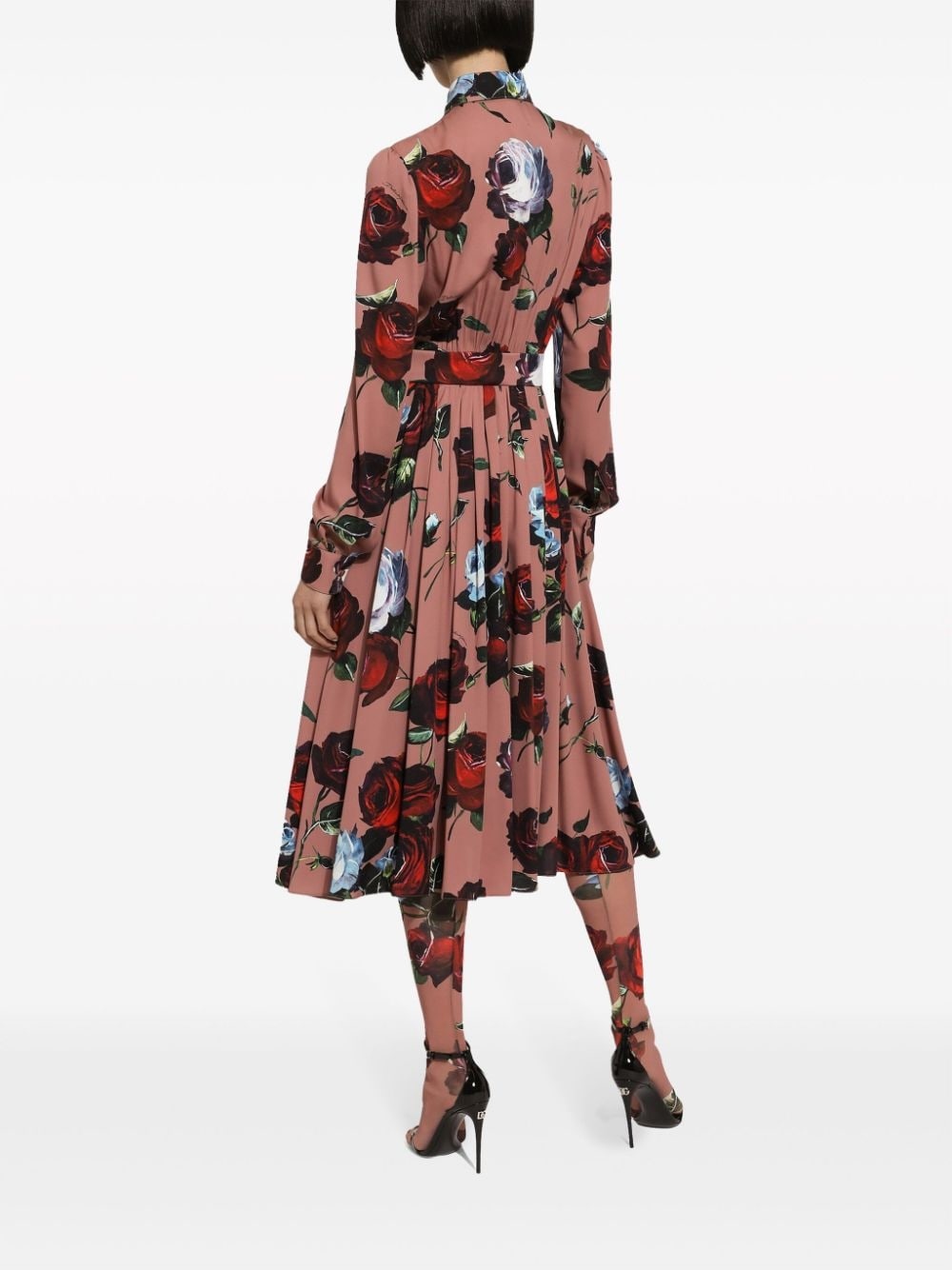 floral-print silk-blend dress - 4