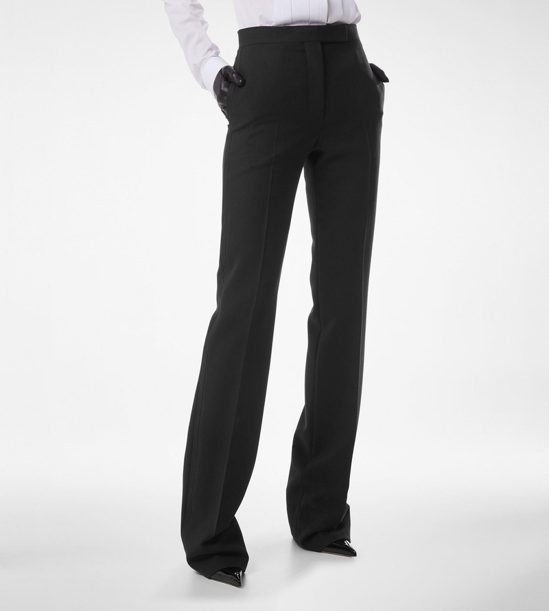 WOOL SILK BLEND TAILORED TUXEDO STRAIGHT PANTS 4