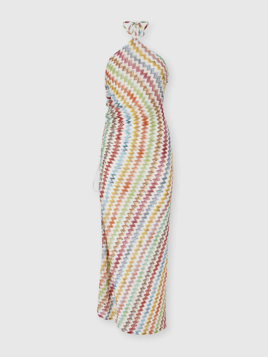 Long cover-up in lamé viscose with micro zigzag pattern - 1