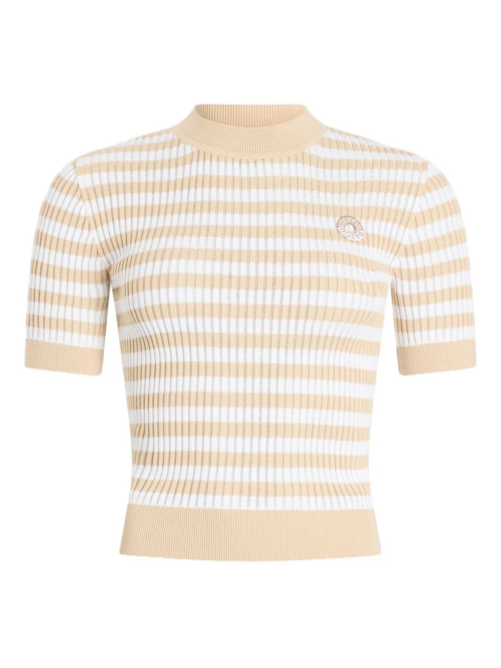 striped-pattern ribbed top - 1