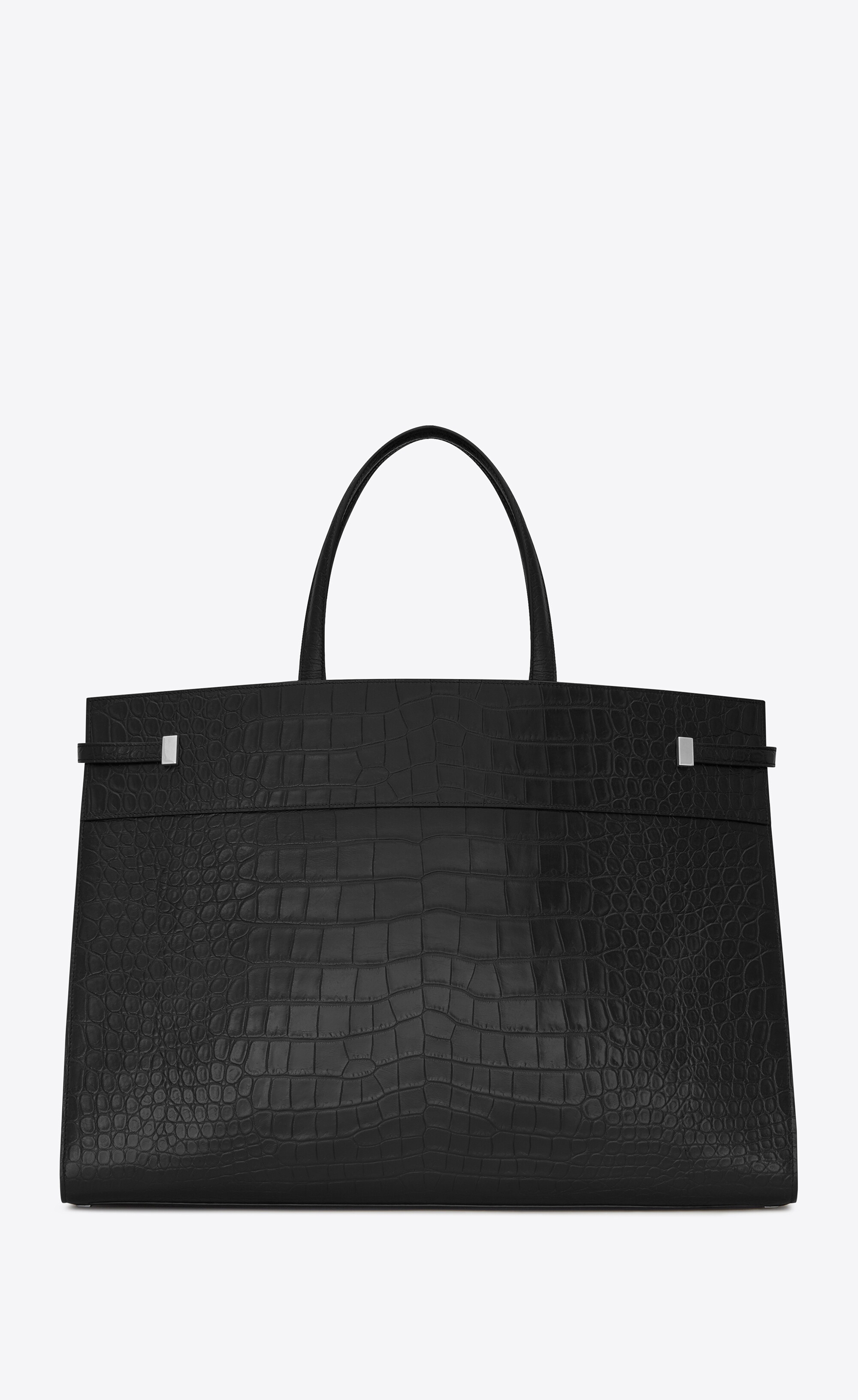 large manhattan shopping bag in mat crocodile-embossed leather - 2