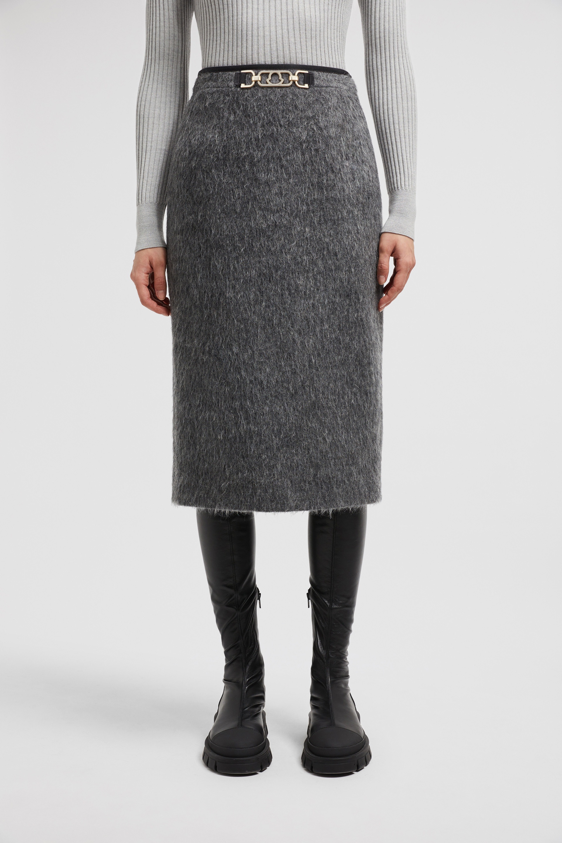 Wool Blend Midi Skirt - 2