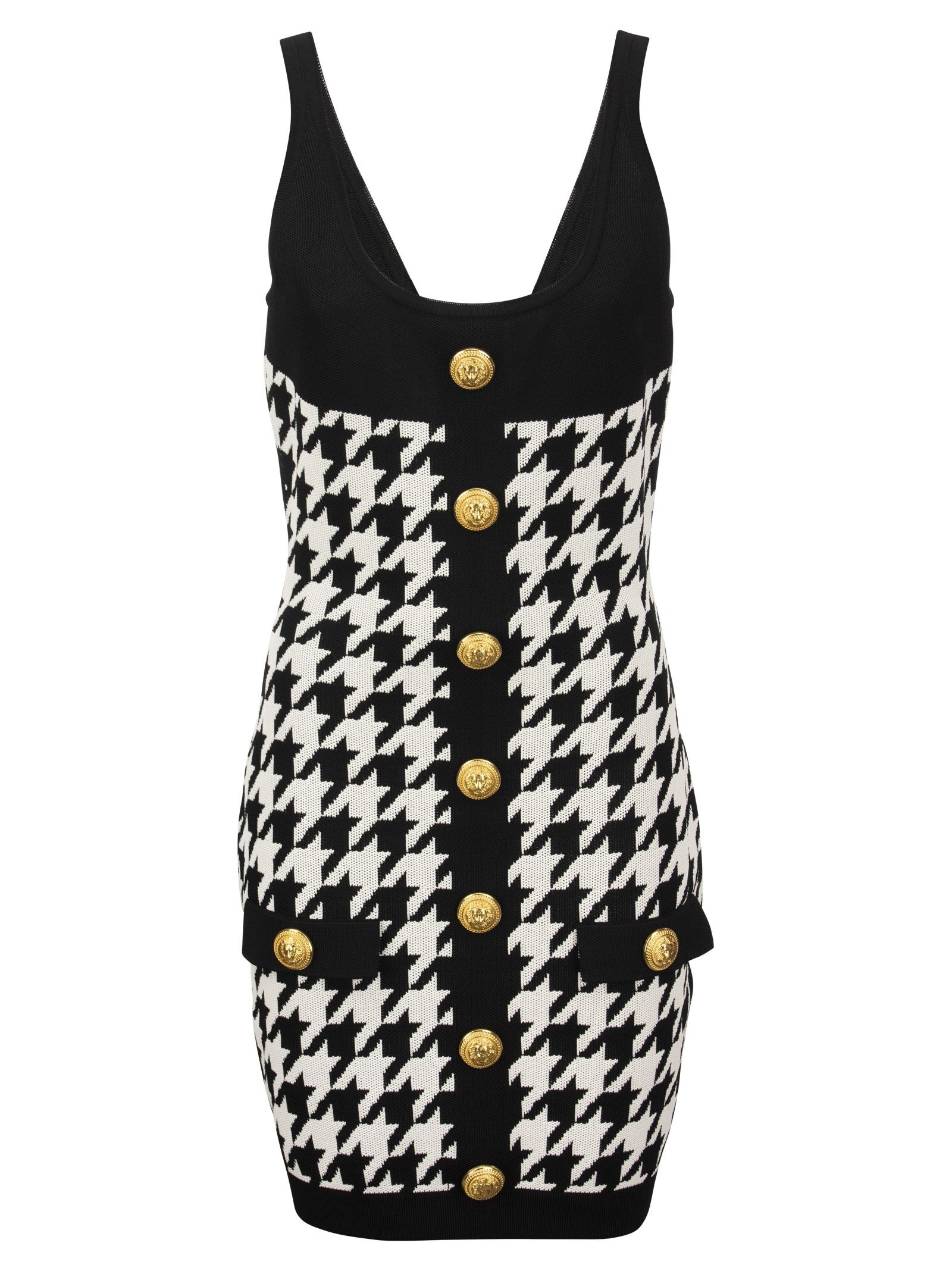 Balmain Short Knit Dress With Gold Buttons - 1