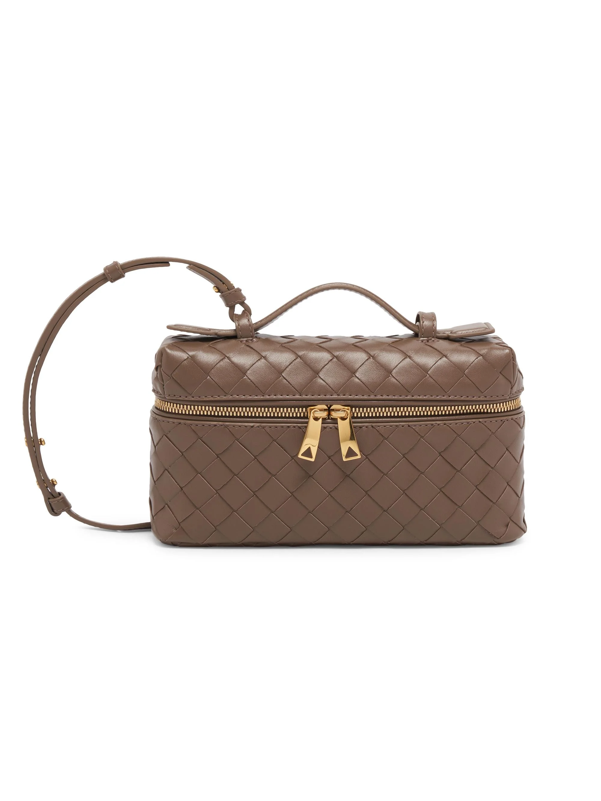 Women's Bang Bang Intrecciato Leather Crossbody Vanity Case Bag - Pinecone - 1