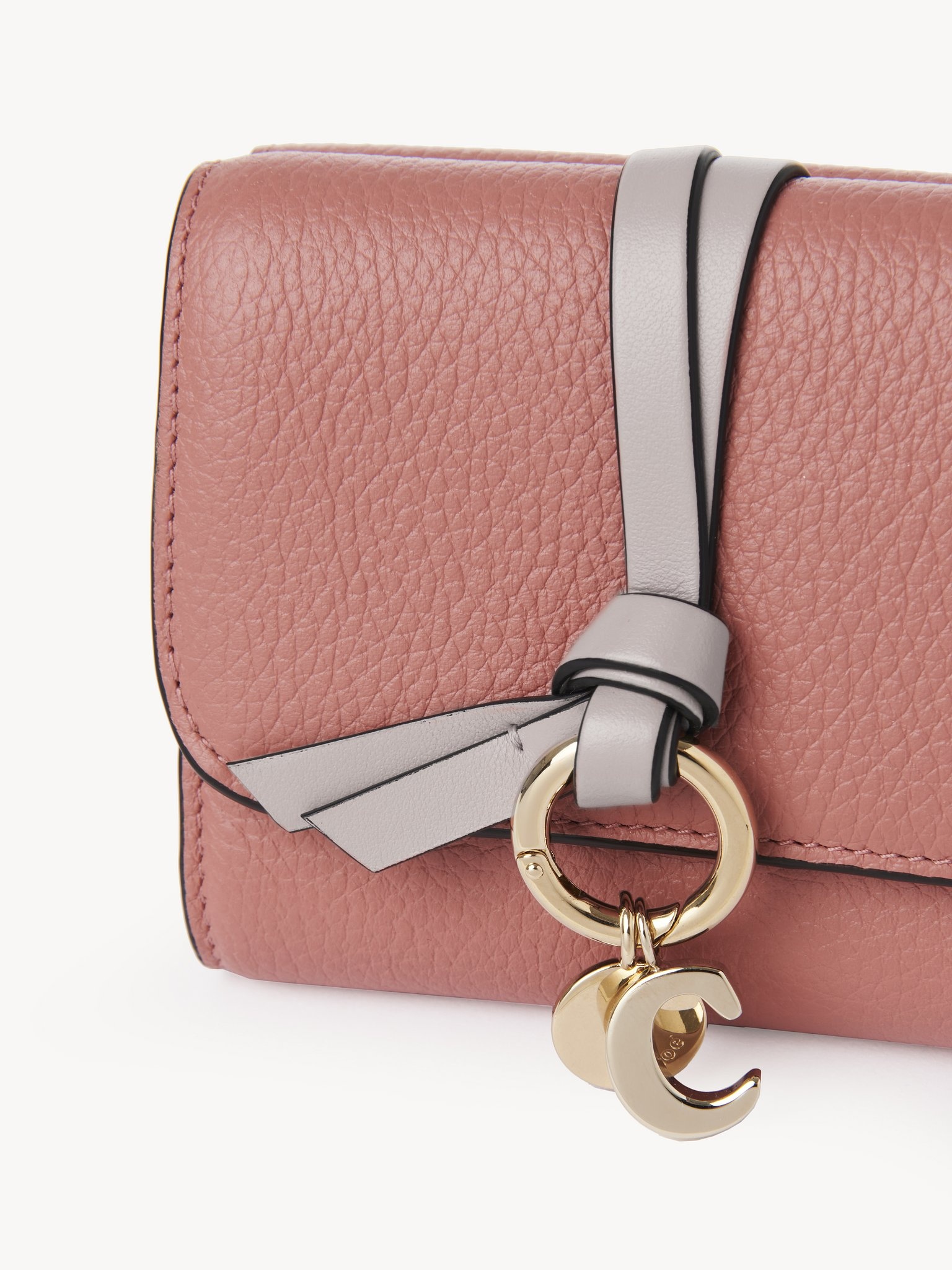 SMALL ALPHABET TRI-FOLD IN GRAINED LEATHER - 5