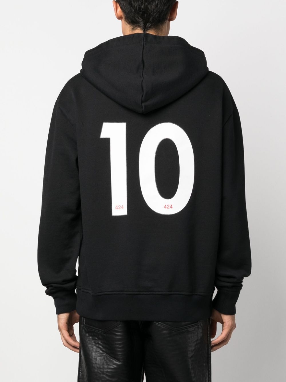 logo-print cotton hoodie - 4